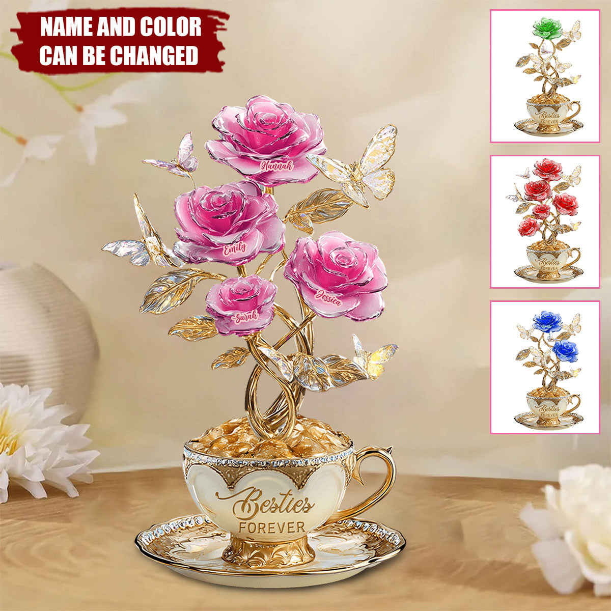 Flower Bestie Plaque - Personalized Custom Shaped Acrylic Plaque, Gifts For Besties