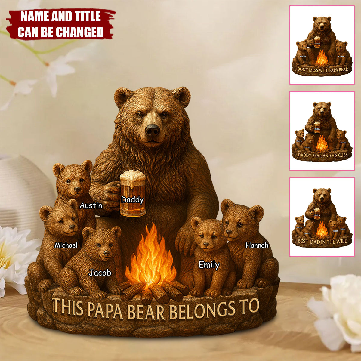 Best Dad In The Wild - Personalized Bear Shaped Acrylic Plaque, Father’s Day Gift for Dad