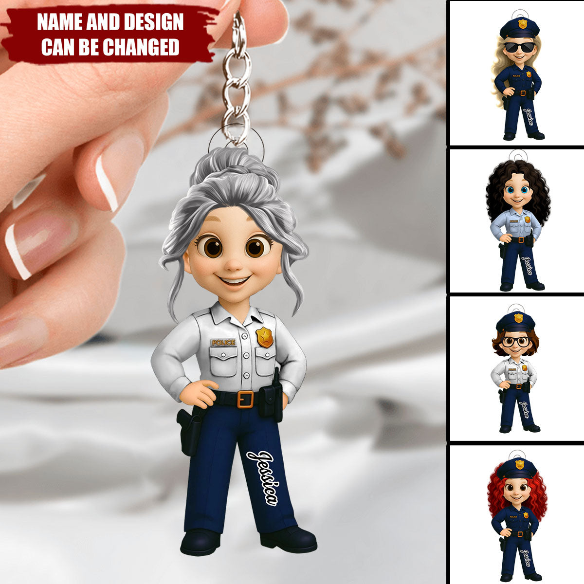 Custom Police Officer - Personalized Keychain, Gift For Law Enforcement