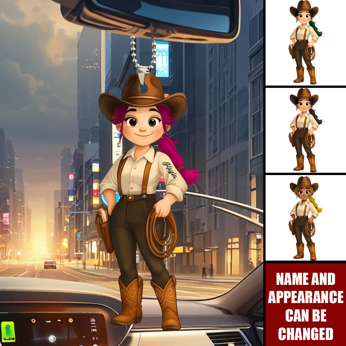 Cute Cowgirl - Personalized Acrylic Ornament, Car Hanger