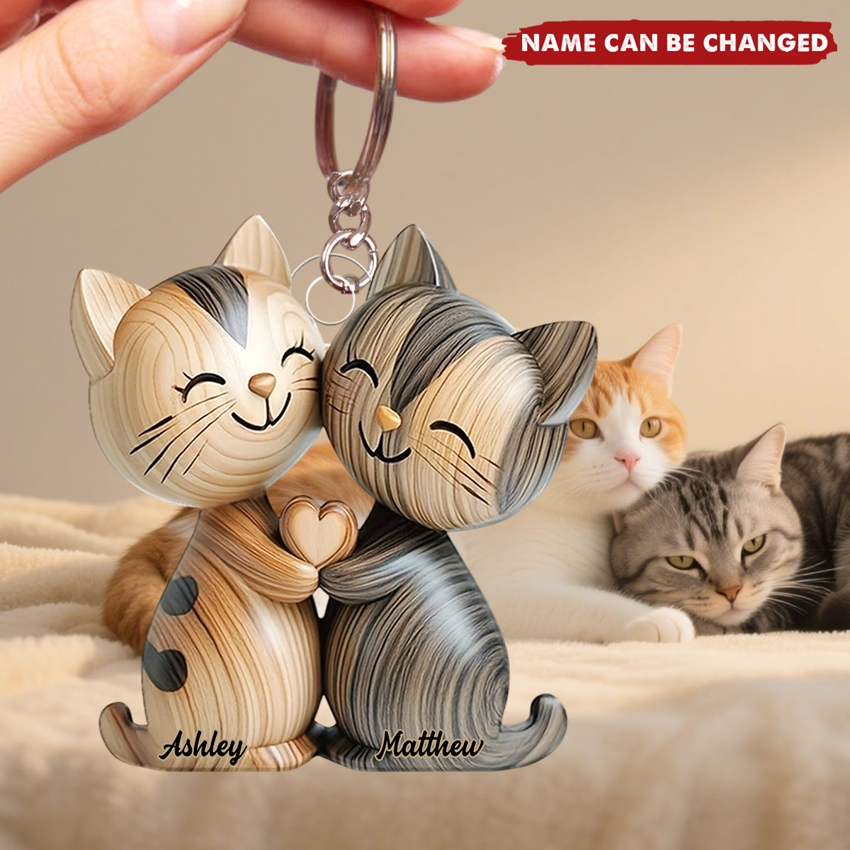 Cute Cat Couple - Personalized Acrylic Keychain