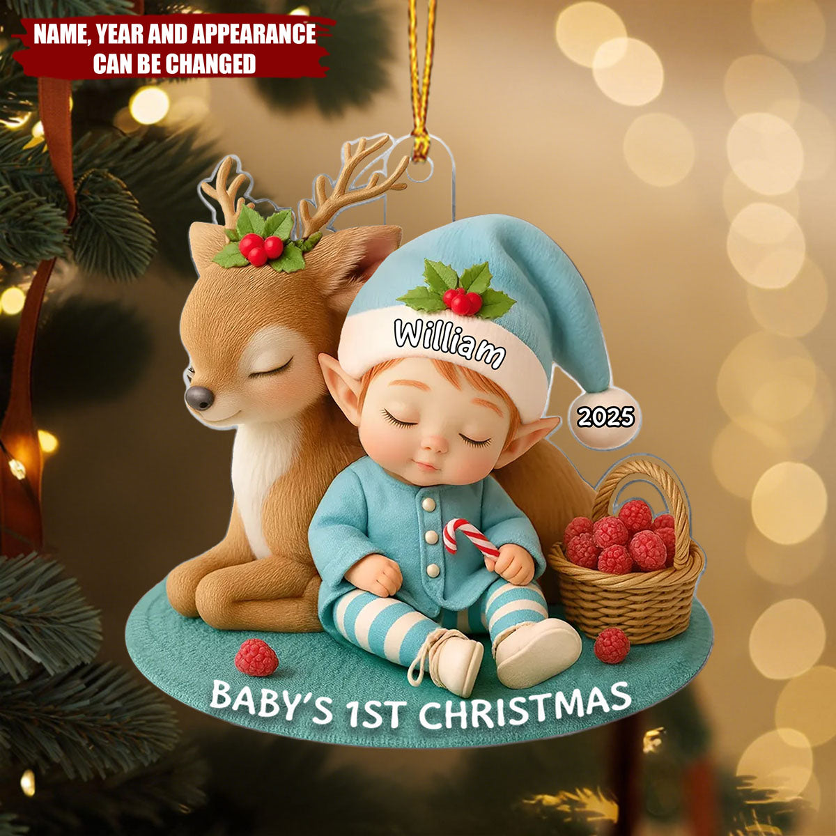 Baby's 1st Christmas Ornament - Personalized Acrylic Flat Ornament