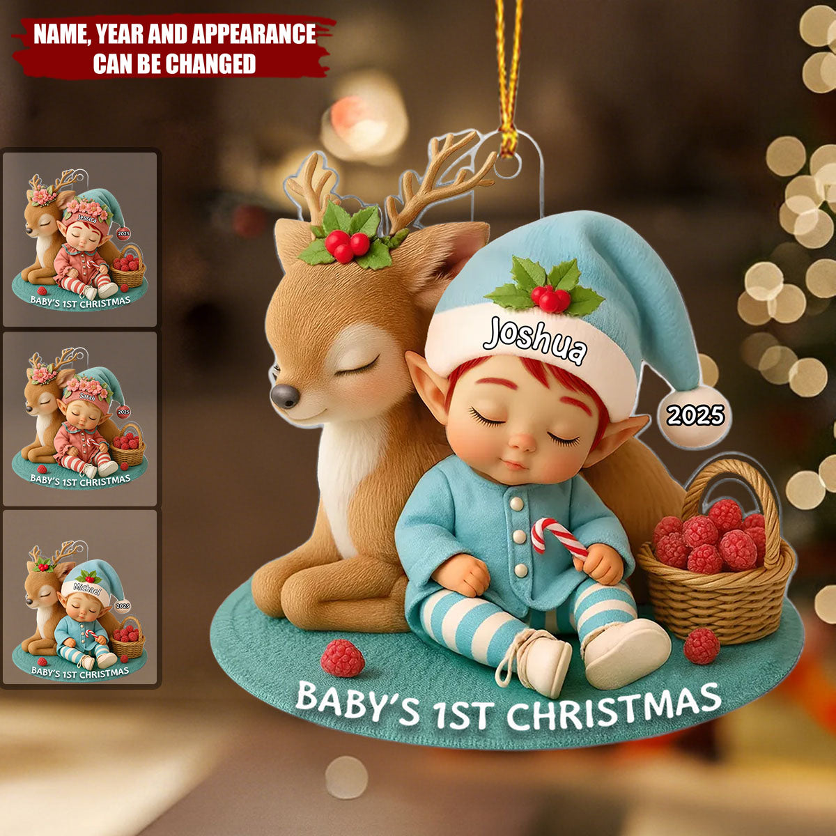 Baby's 1st Christmas Ornament - Personalized Acrylic Flat Ornament