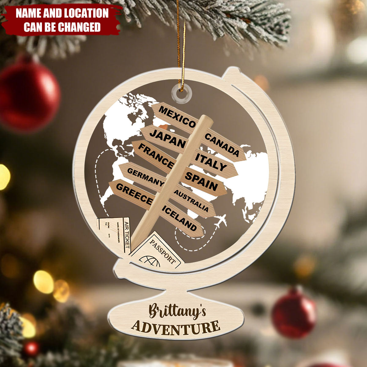 Travel Adventure - Personalized Christmas Acrylic Ornament
