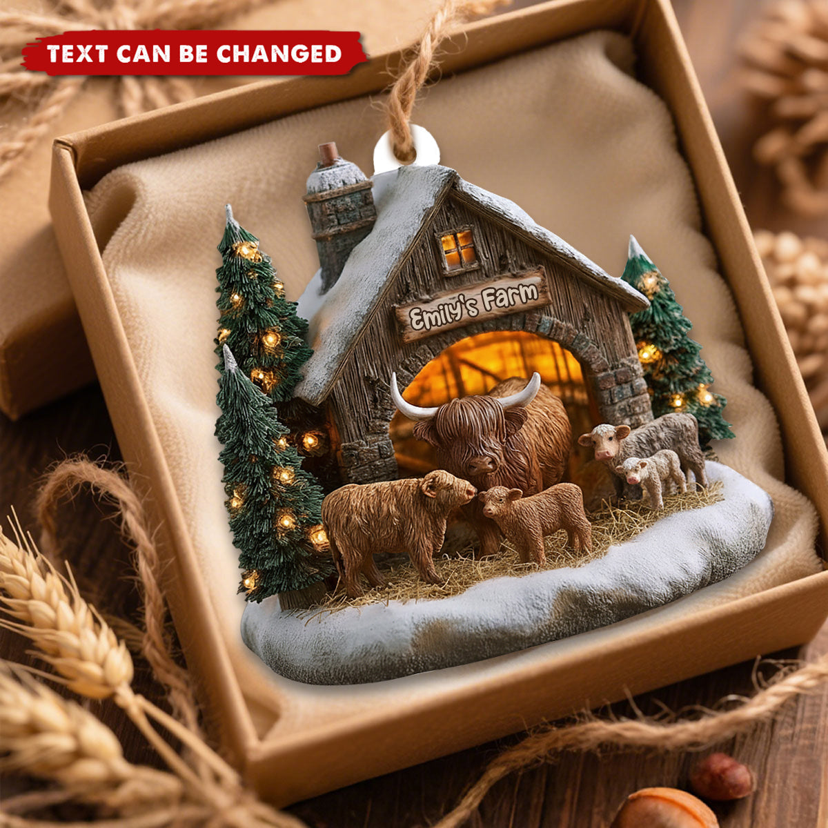 Adorable Highland Cows - Personalized Christmas Acrylic Ornament
