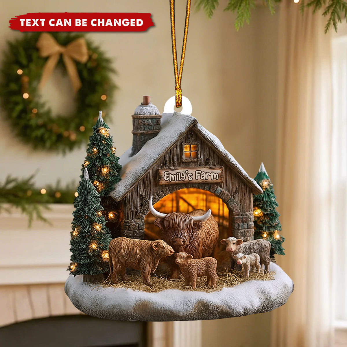 Adorable Highland Cows - Personalized Christmas Acrylic Ornament