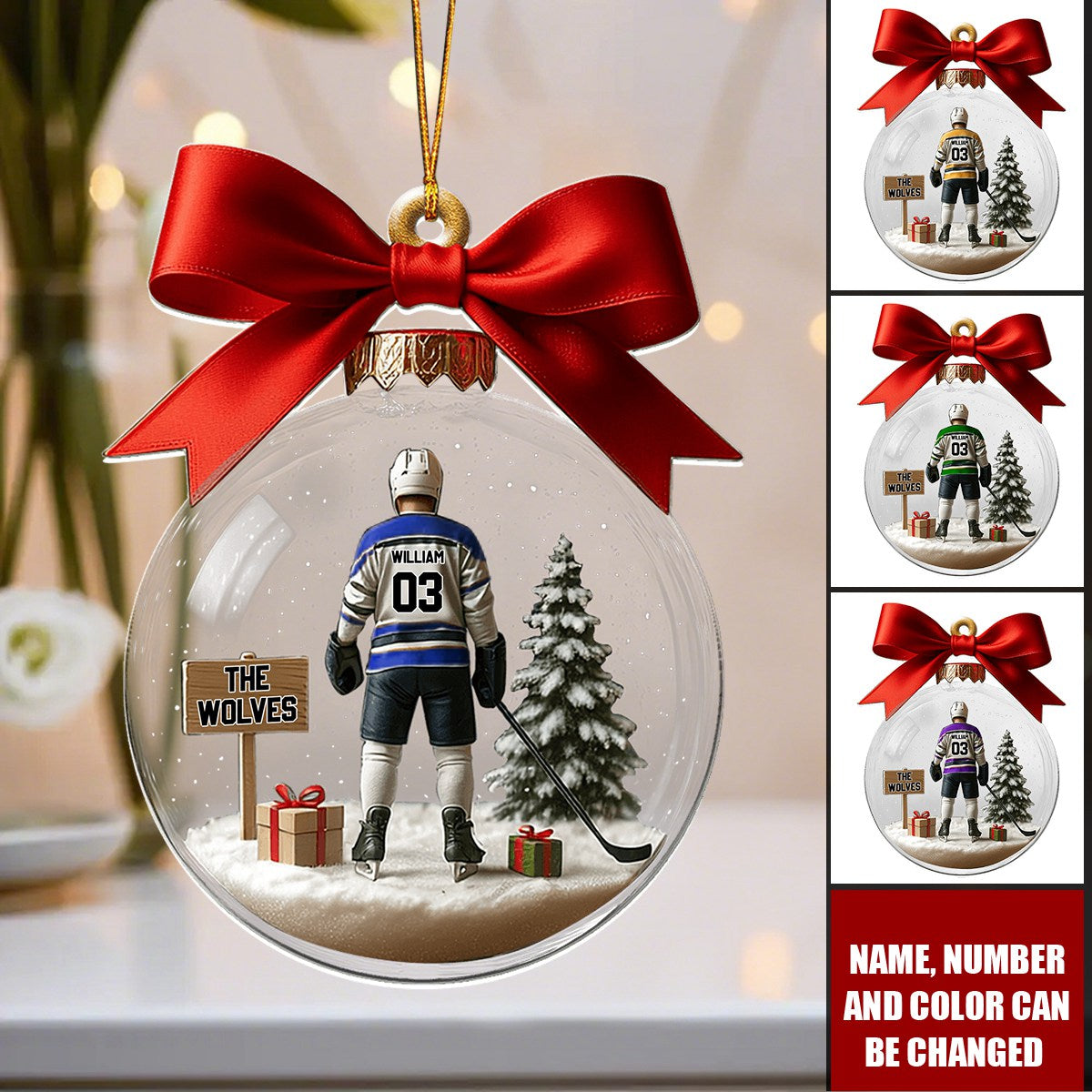 Hockey Team - Personalized Christmas Acrylic Ornament