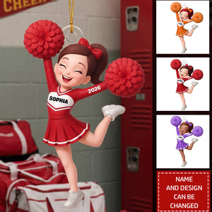 Cheerleader Girl - Personalized Christmas Acrylic Ornament, Gift for Daughter, for Granddaughter