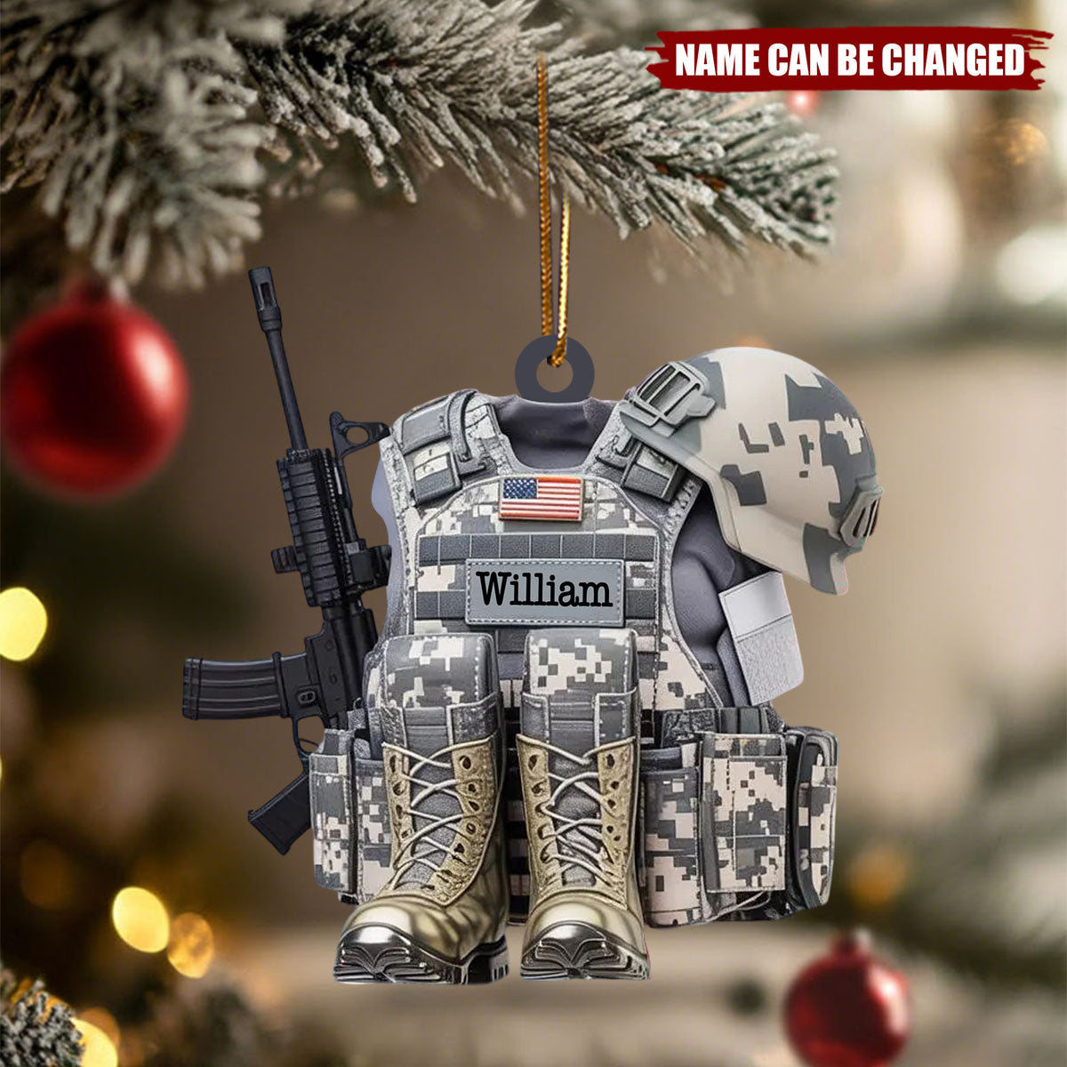 Army Gear - Personalized Christmas Acrylic Ornament