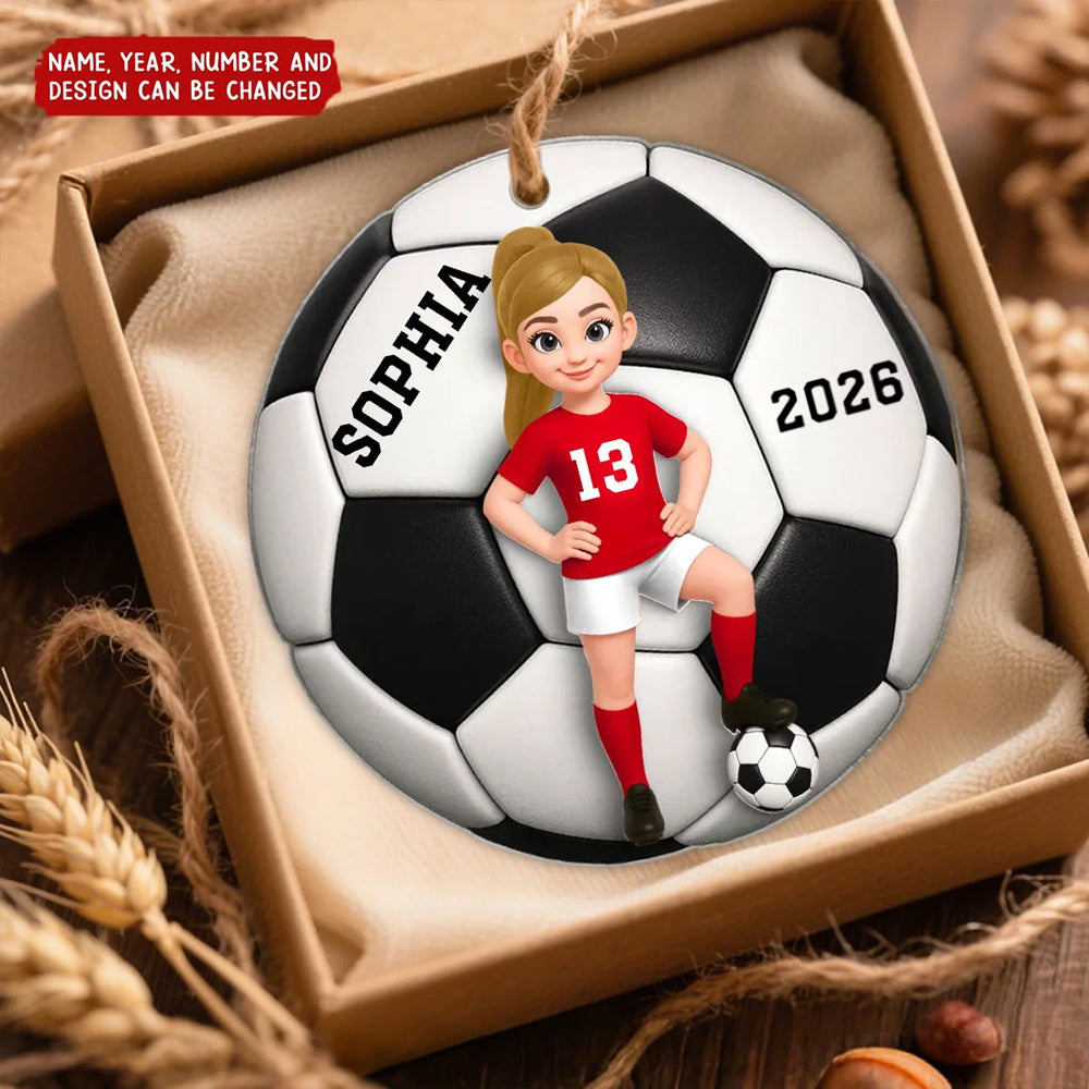 Soccer Girl Boy 3D Effect - Personalized Christmas Acrylic Ornament