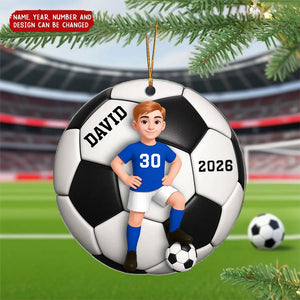 Soccer Girl Boy 3D Effect - Personalized Christmas Acrylic Ornament