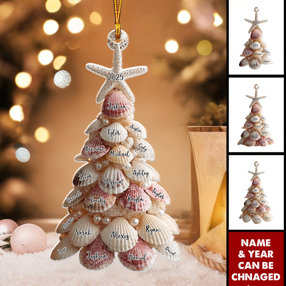 Seashell Christmas Tree - Personalized Christmas Acrylic Ornament