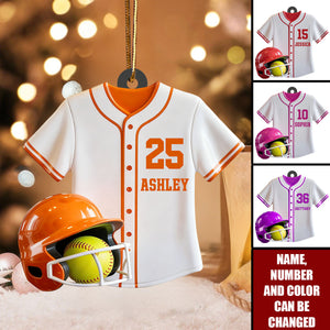 Softball Jersey - Personalized Christmas Acrylic Ornament