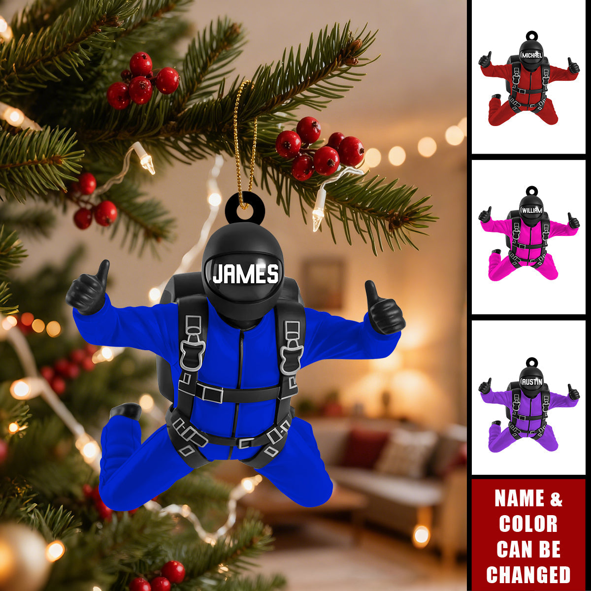Sky Diving - Personalized Christmas Acrylic Ornament