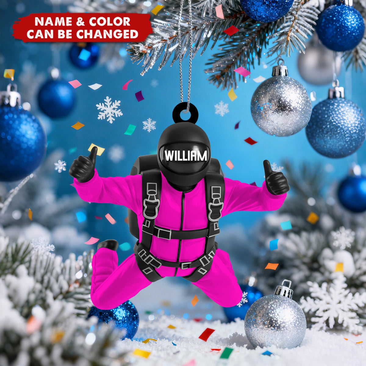 Sky Diving - Personalized Christmas Acrylic Ornament