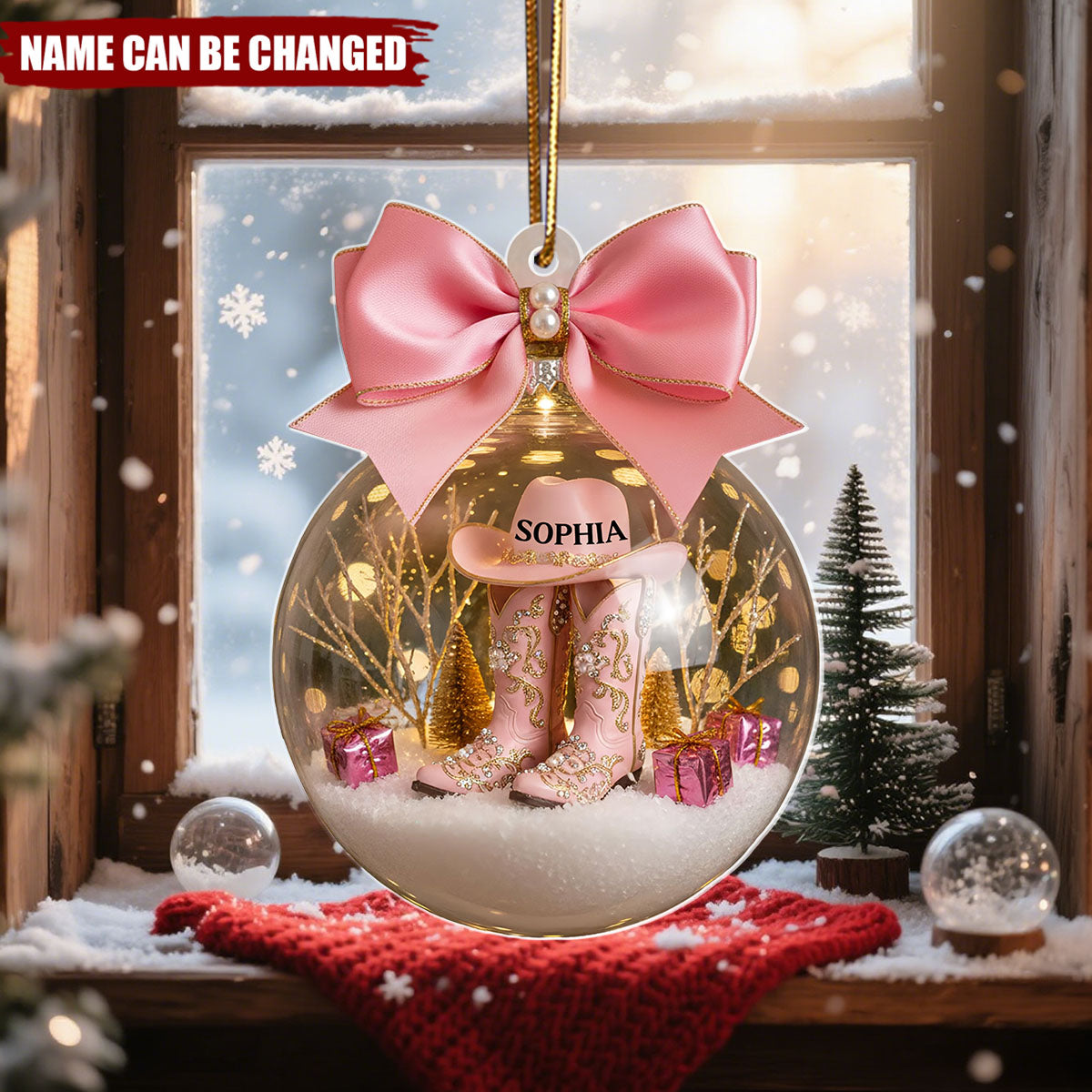 Cow Girl Boots - Personalized Christmas Acrylic Ornament