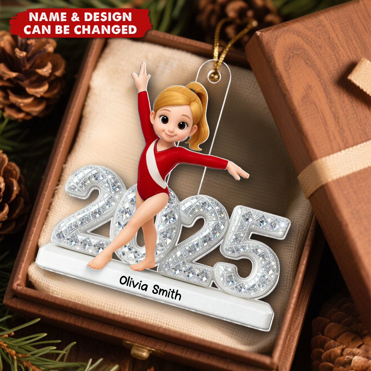 3D Shining Effect Christmas Gymnastic Girl - Personalized Christmas Acrylic Ornament