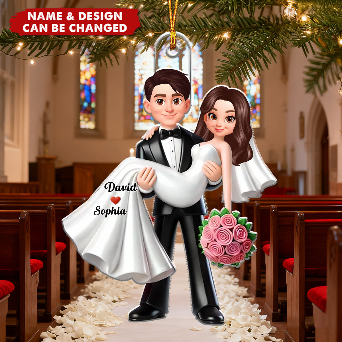 First Christmas Married - Personalized Christmas Acrylic Ornament