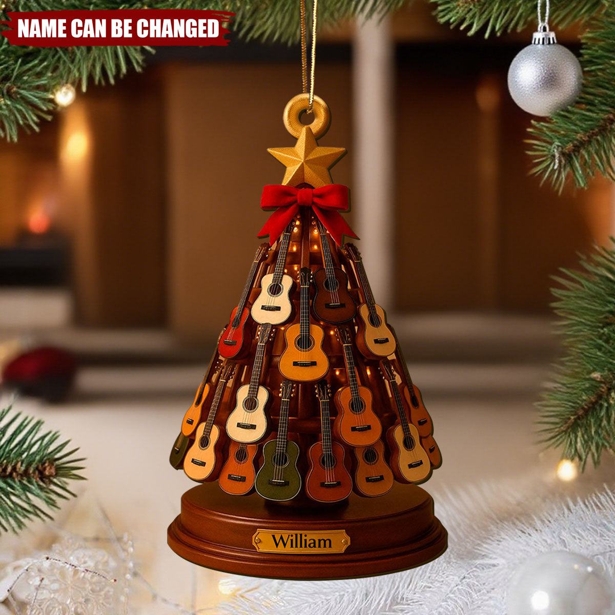 Electric Guitar - Personalized Wooden Ornament, Gift for Music Lovers, Guitar Players