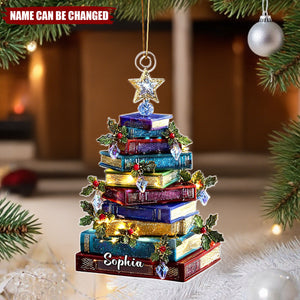 Book Tree for Christmas - Personalized Christmas Acrylic Ornament