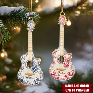 Guitar Toile de Jouy - Personalized Christmas Acrylic Ornament