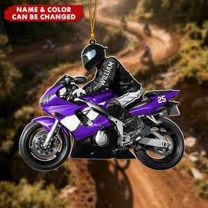 Motocross Biker - Personalized Christmas Acrylic Ornament