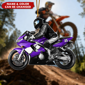 Motocross Biker - Personalized Christmas Acrylic Ornament