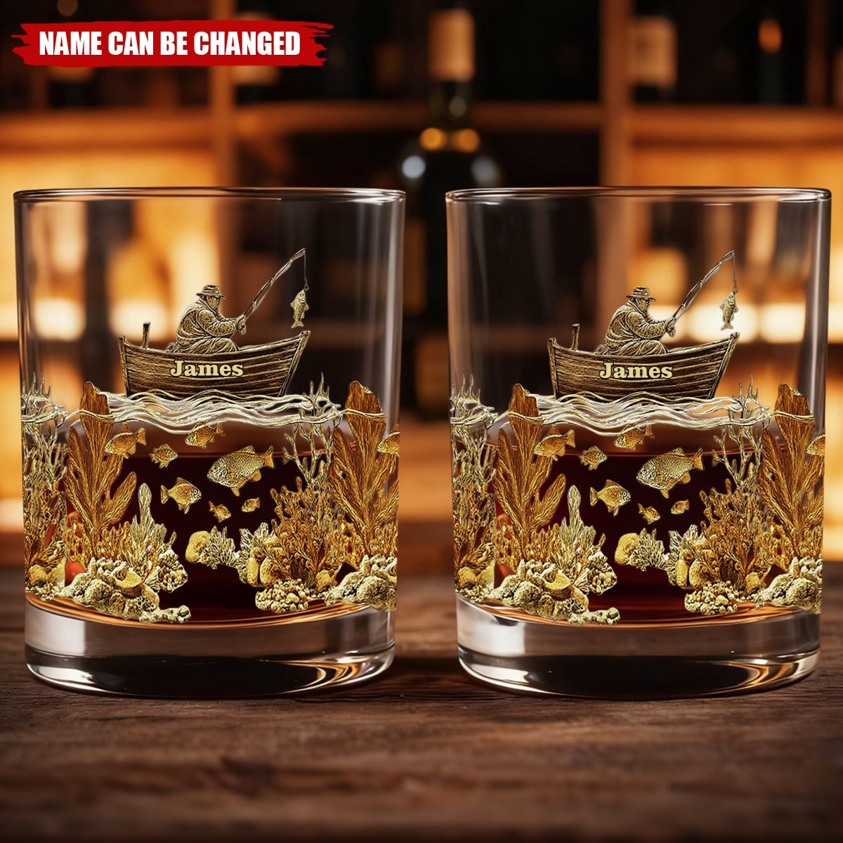 Fishing Man - Personalized Fishing Whiskey Glass, Gifts For Fishing Lovers