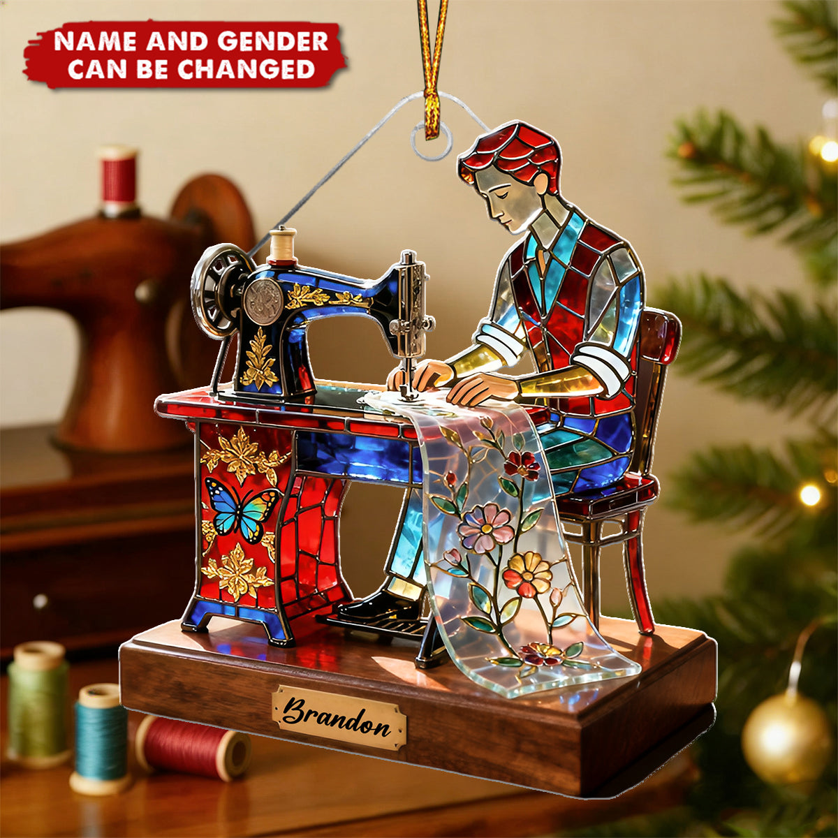 Sewing Machine Worker - Personalized Christmas Acrylic Ornament