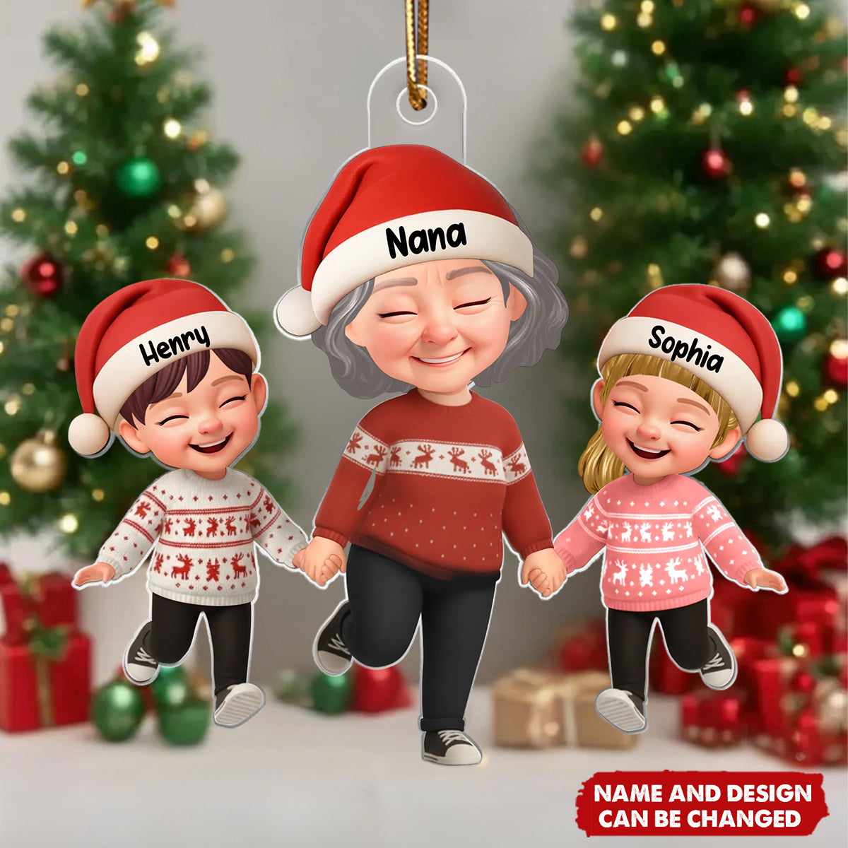 Happy Grandma Grandkids - Personalized Christmas Acrylic Ornament