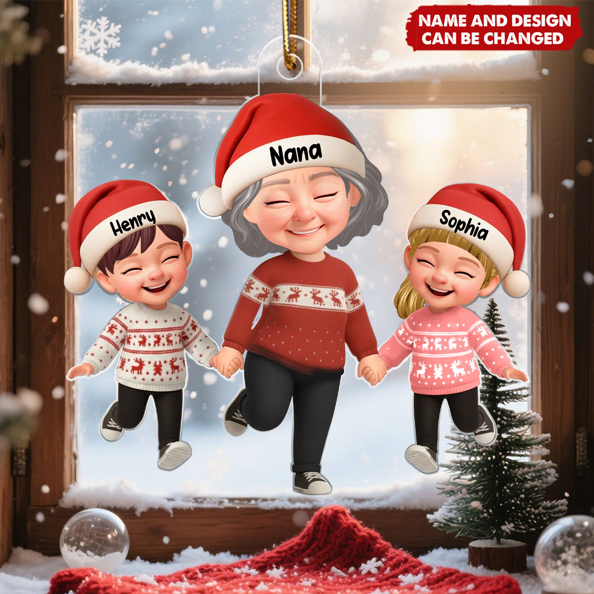 Happy Grandma Grandkids - Personalized Christmas Acrylic Ornament