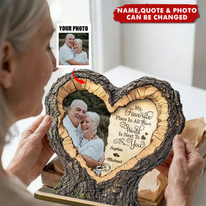 Favorite Place Next To You Couple Custom Photo 2D Flat - Personalized 2-Layered Wooden Plaque - Anniversary Gift, Valentine's Gift For Him, For Her