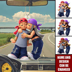Y2K Couple Kissing - Personalized Car Ornament