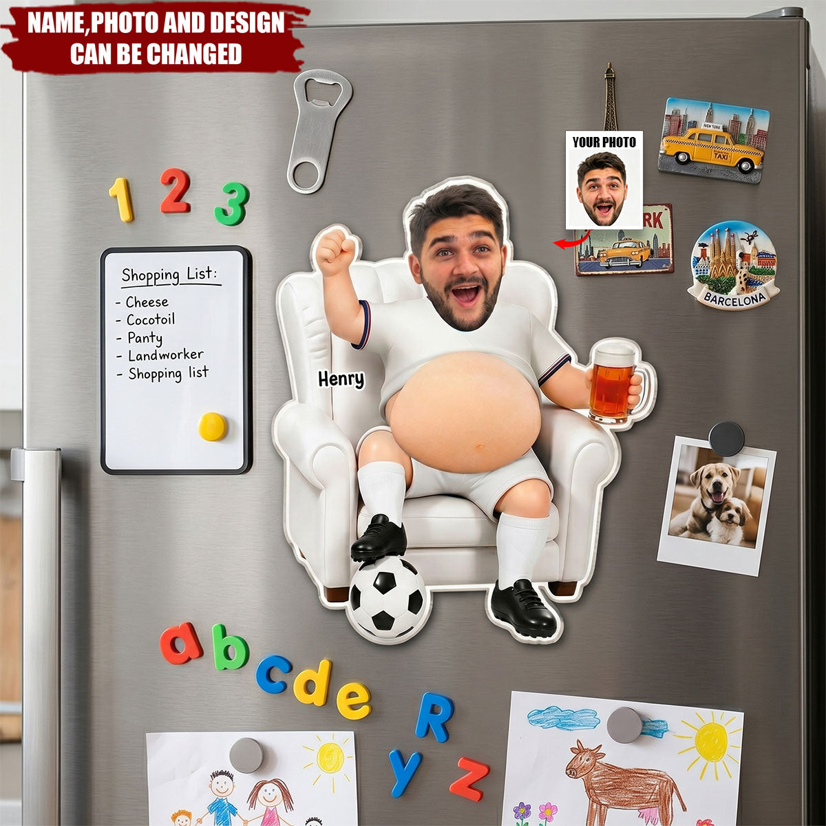 Just A Big Belly Man Who Loves Soccer - Personalized Squishy Fridge Magnet
