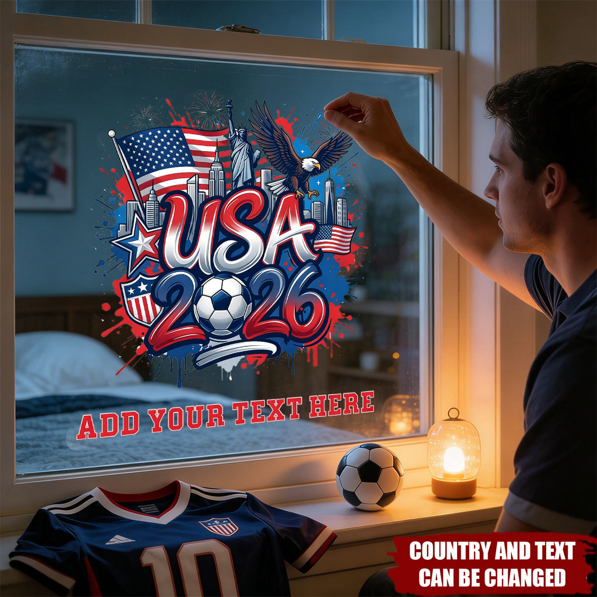 USA 2026 Soccer Fan Custom Sticker - Personalized with Your Text