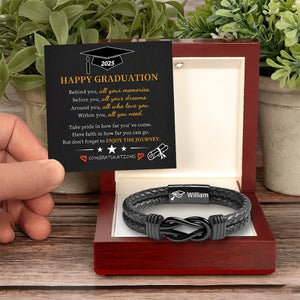 Personalized Leather Graduation Bracelet - Meaningful Gift for New Grads