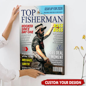 Custom Fishing Magazine Cover Personalized Poster, Angler Funny Fisherman Gift