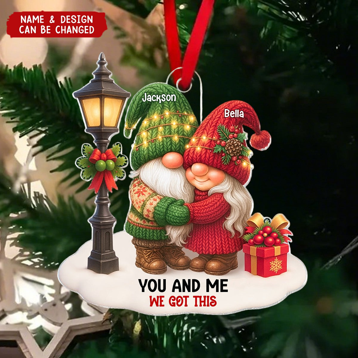 Dwarf Christmas Couple Growing Old Together Personalized Acrylic Ornament