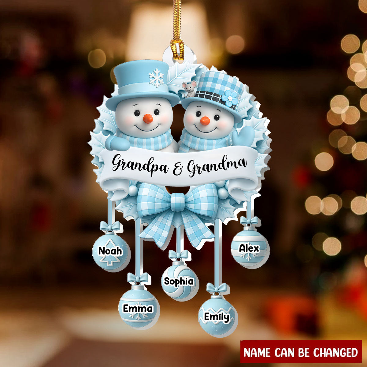 Snowy Grandparents - Personalized 1-Layer Acrylic Ornament