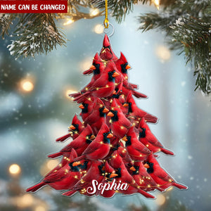 Custom Red Cardinal Acrylic Ornament 2025, Personalized Cardinal Christmas Tree Decoration