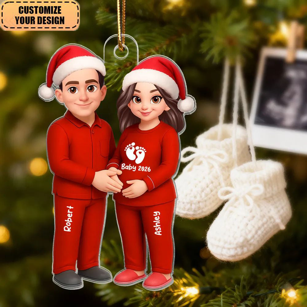Expecting Parents Christmas Pregnancy Baby Arriving - Personalized Acrylic Ornament