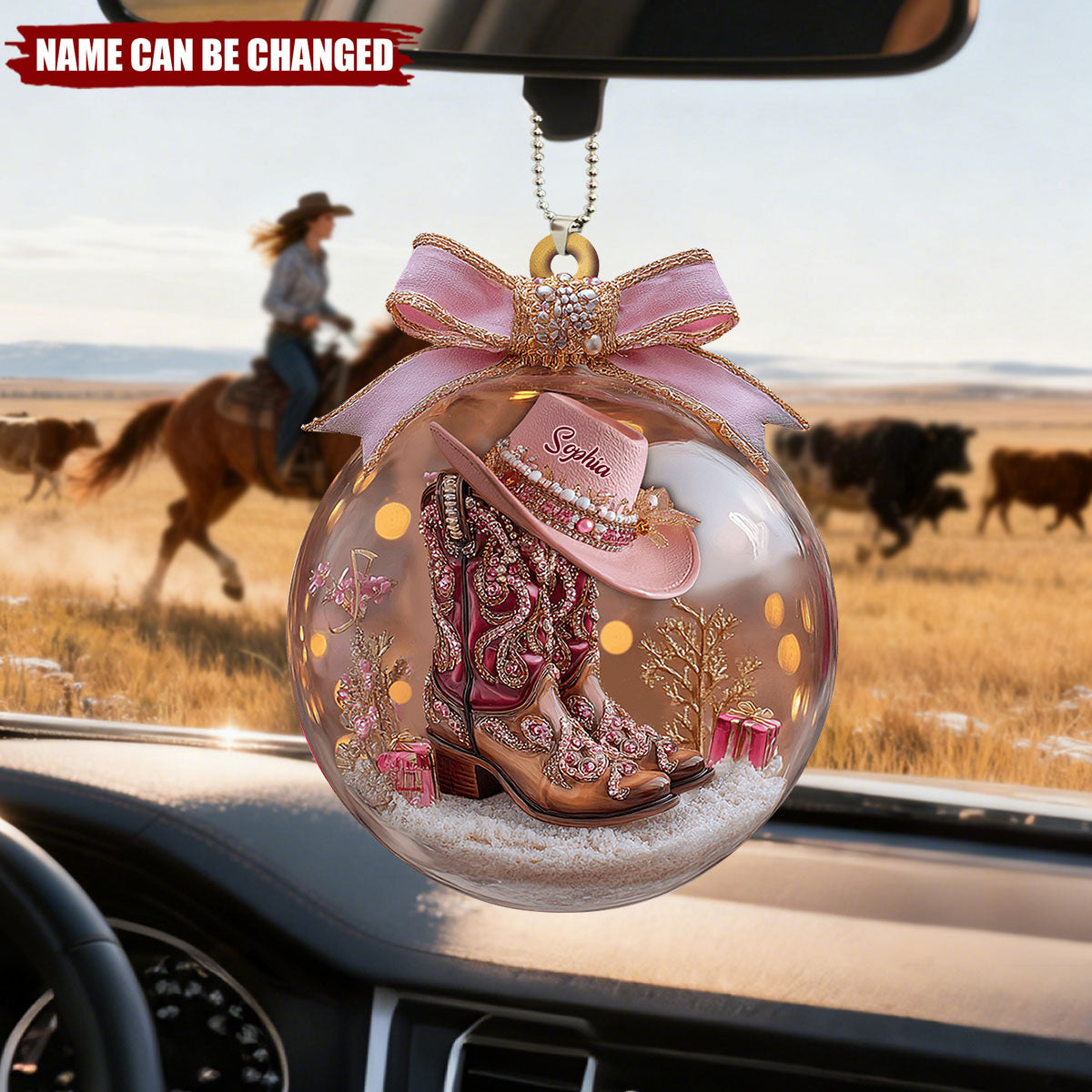 Cowgirl Boots - Personalized Cowgirl Car Ornament