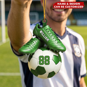 Personalized Soccer Ornament - Custom Name & Jersey Number Gift for Fans