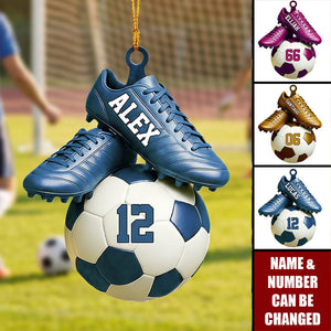 Personalized Soccer Ornament - Custom Name & Jersey Number Gift for Fans