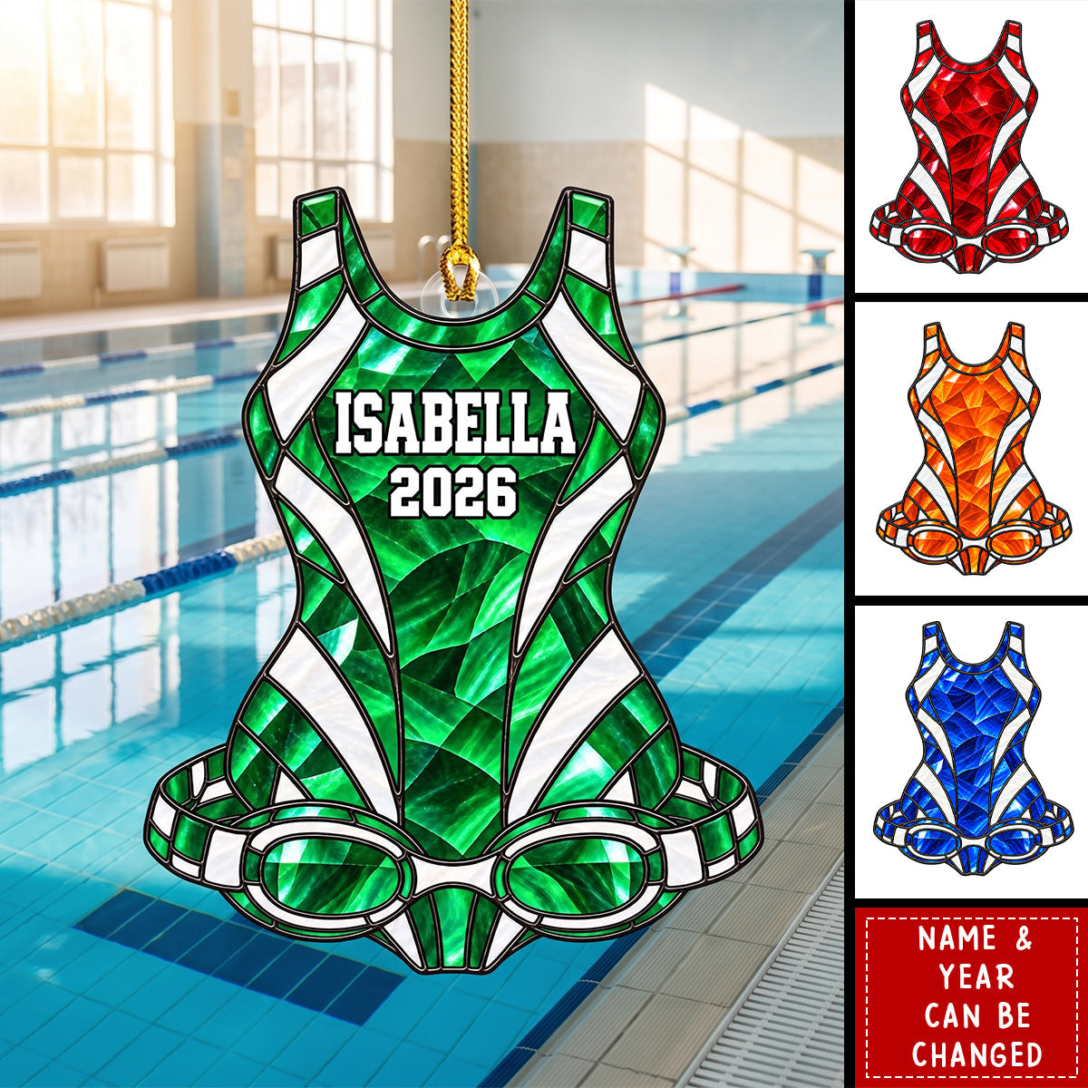 Personalized Swimming Christmas Ornament -Gift For Swimmer Girl