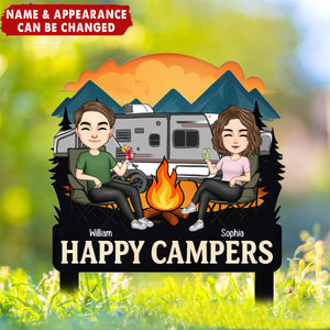Happy Campers Welcome To Our Campsite - Personalized Garden Stake