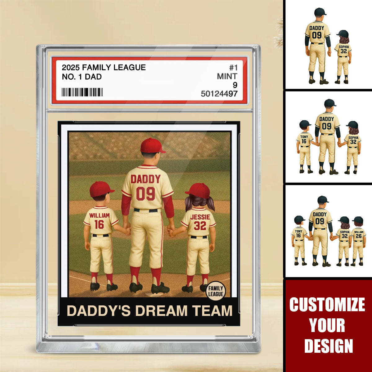 Baseball Dad Grandpa Man & Kids Personalized Acrylic Plaque