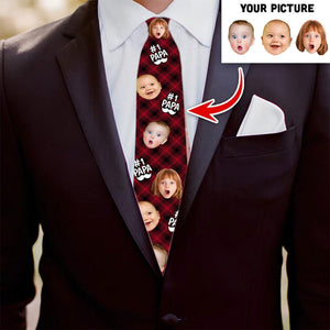 Custom Photo Best One In The World - Family Personalized Tie - Father's Day, Gift For Dad, Grandpa