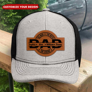 Dad, The Man, The Myth, The Legend - Personalized Leather Patch Hat