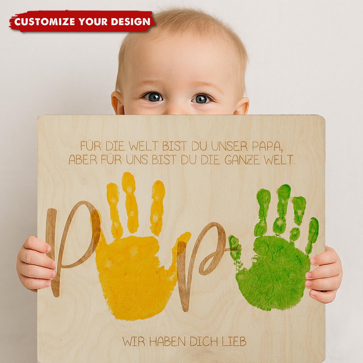 Father's Day Handprint DIY Sign -  Personalized Wooden Plaque